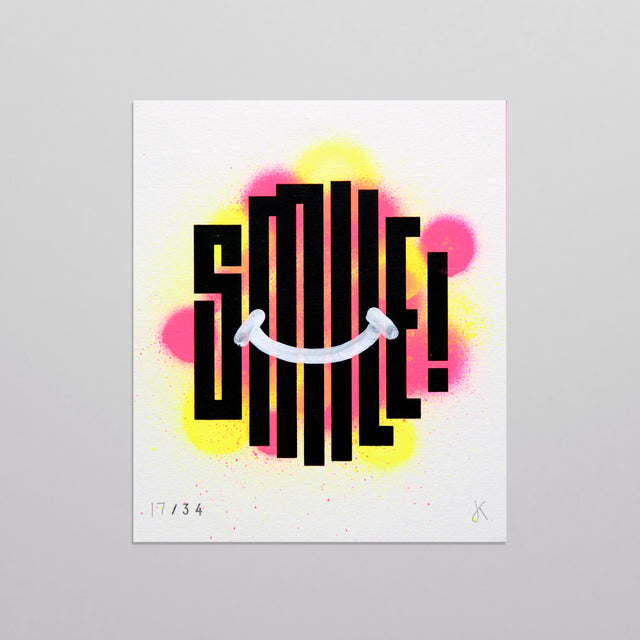 Cheeky Little Smile - Mixed Neon Spray paint